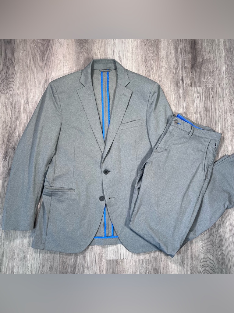 Twillory Performance Blazer &Pant Suit Set 40r 32x32 Men's Gray 4-Way Stretch